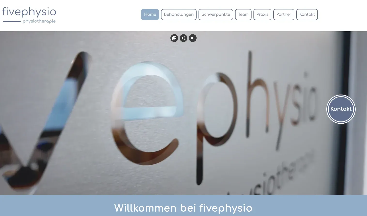 Startseite der Website von fivephysio, Physiotherapie in Münster